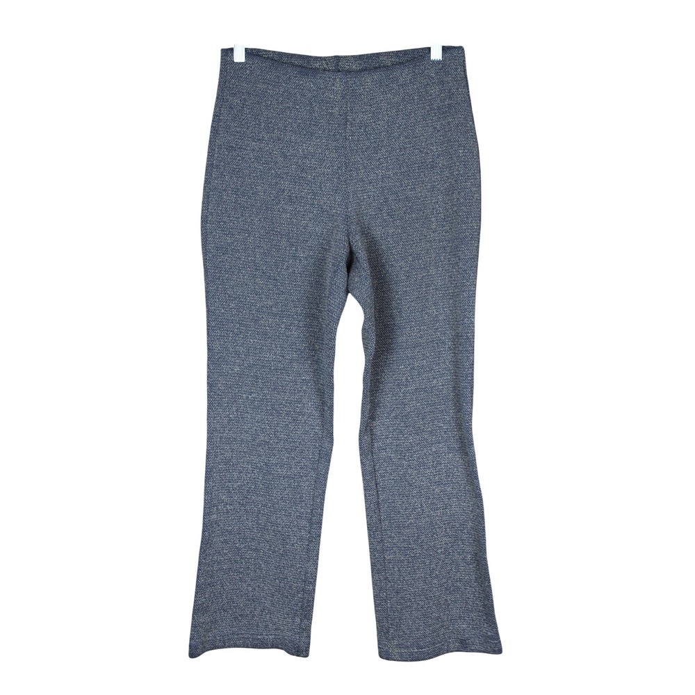 Modern Soul Blue Cream Textured Knit Comfy Cozy Hight Rise Straight Leg Pants XS